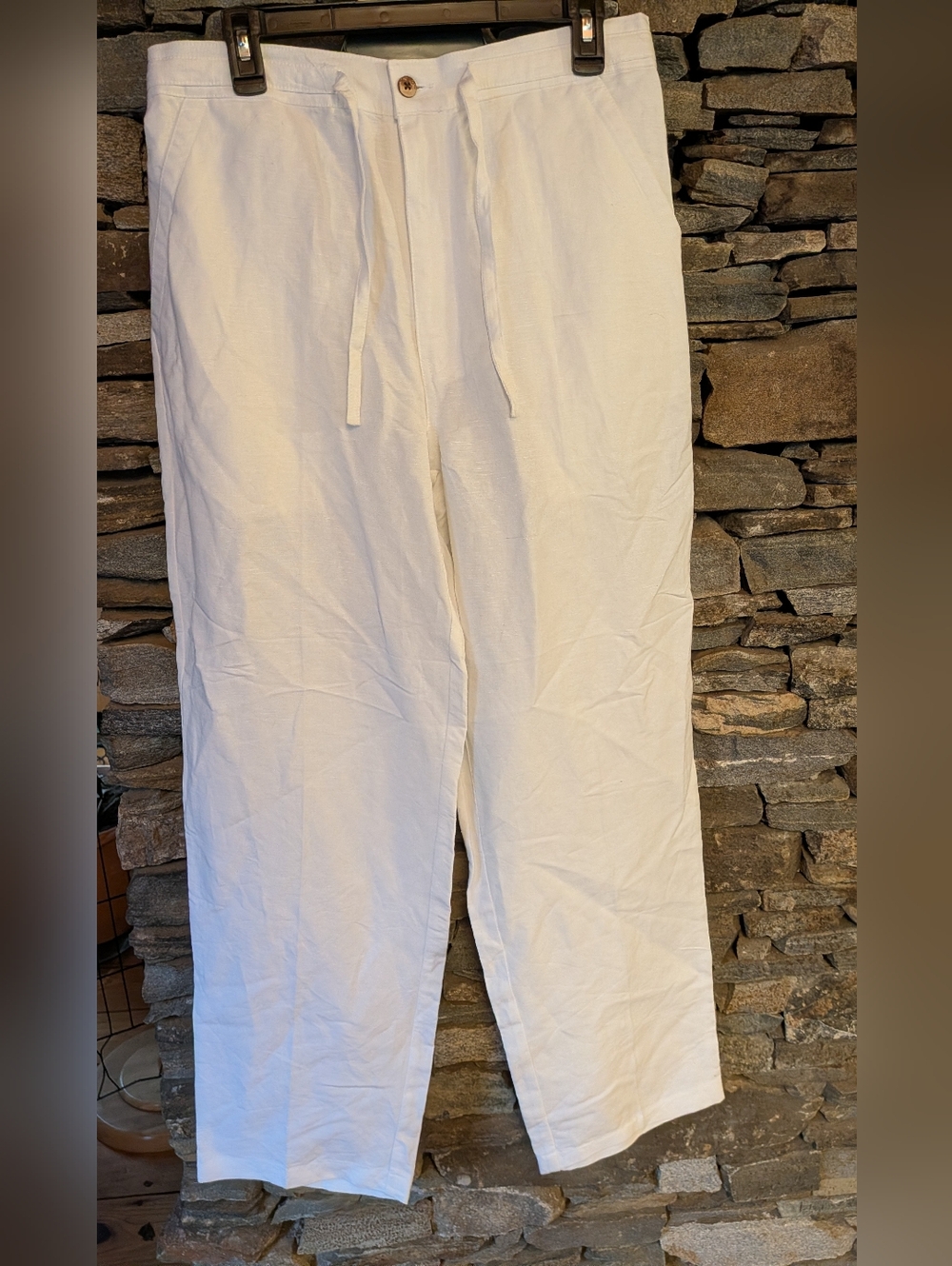 Cubavera  Bright White Linen Rayon Loose Fit Pants Size Medium NWT